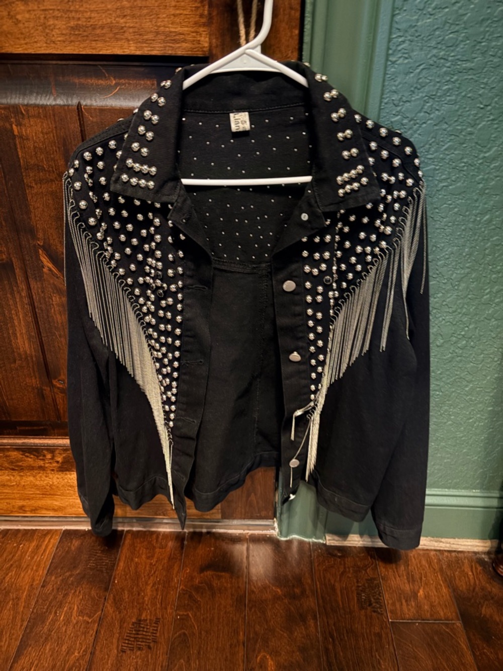 Studded Fringe Black Women's Jacket